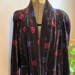 Beautiful Vintage Black Velvet Floral Swing Coat Y2K Size Small